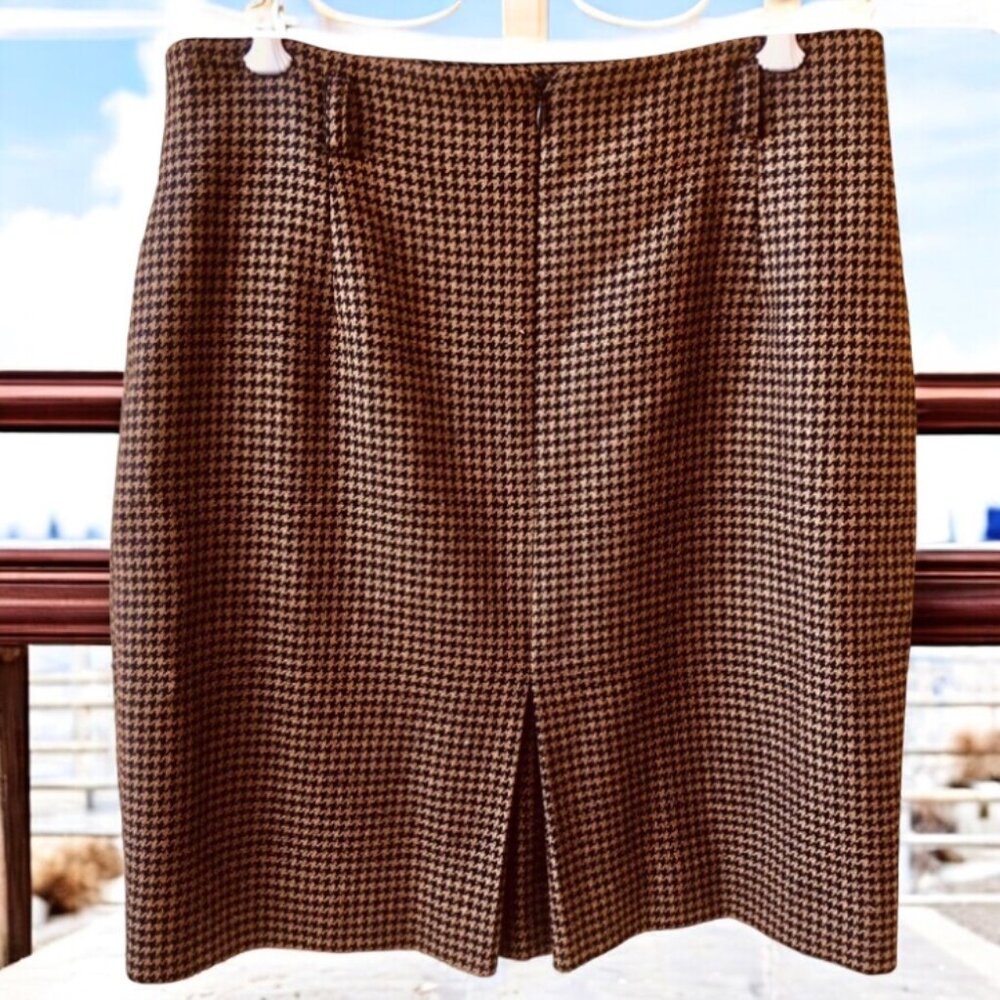 Jones New York Vtg 80's Wool Skirt Straight Houndstooth Plaid USA 14 P